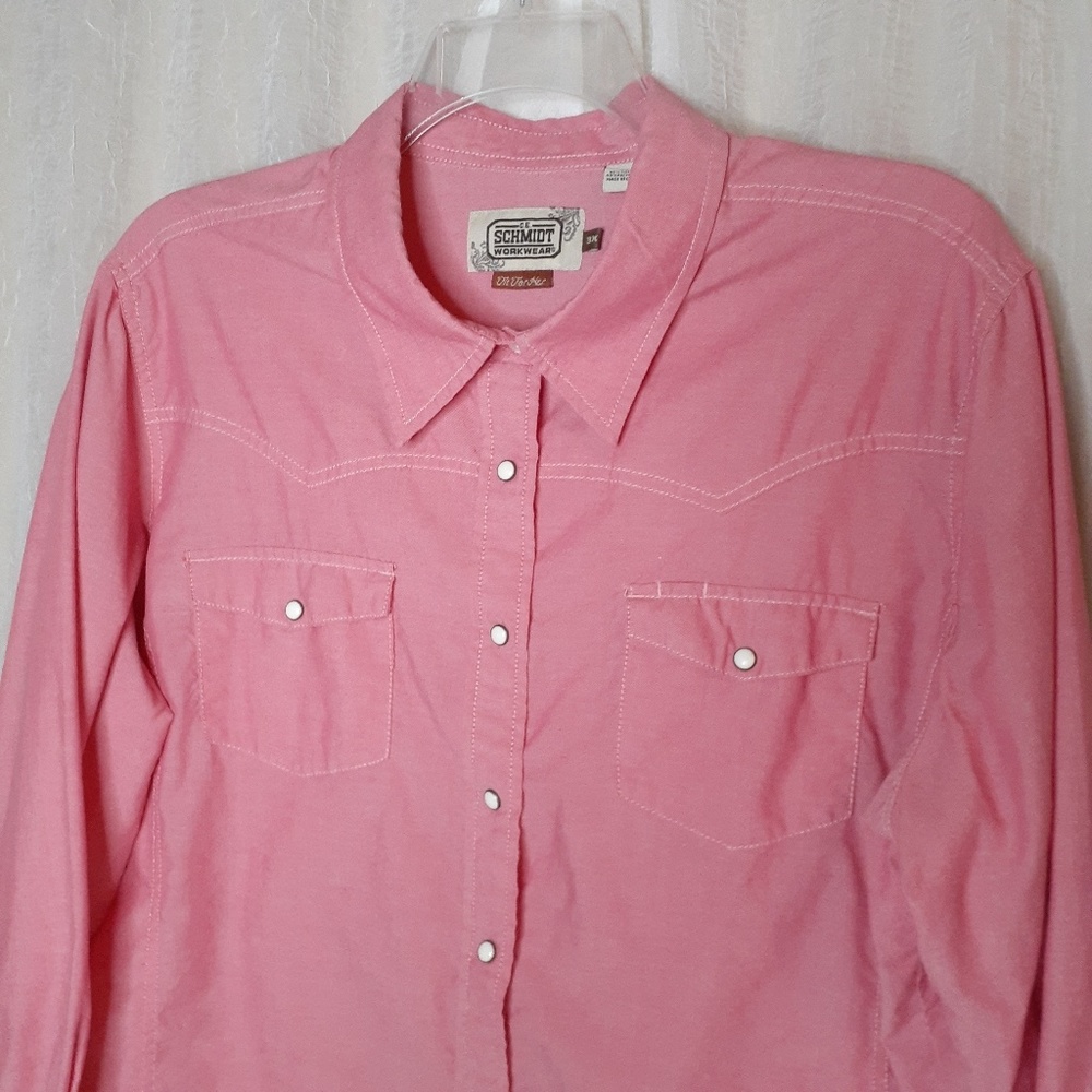 Schmidt Workwear Red Western Snap Button Blouse - image 8